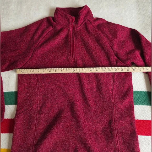 Devon & Jones Raspberry Red Quarter-Zip Fleece Pullover Sweater S Small - Picture 7 of 11